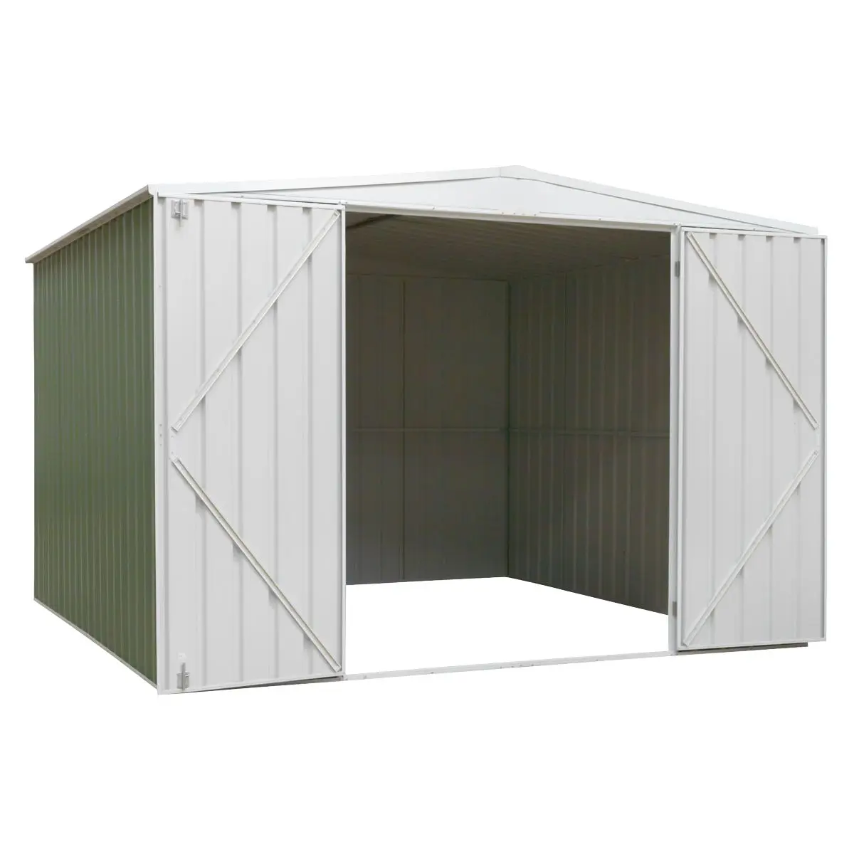 Dellonda Galvanised Steel Metal Garden/Outdoor/Storage Shed, 10FT x 10FT, Apex Style Roof - Green - Image 4