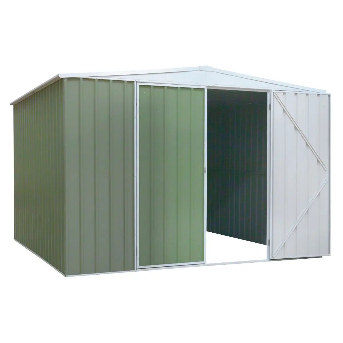Dellonda Galvanised Steel Metal Garden/Outdoor/Storage Shed, 10FT x 10FT, Apex Style Roof - Green - Image 6