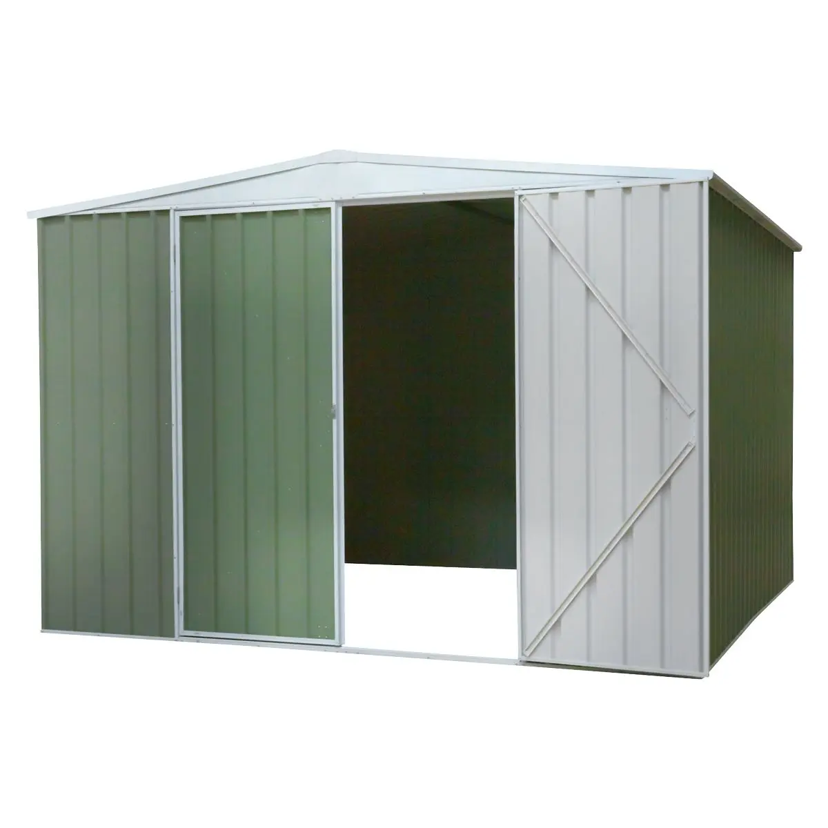 Dellonda Galvanised Steel Metal Garden/Outdoor/Storage Shed, 10FT x 10FT, Apex Style Roof - Green - Image 7