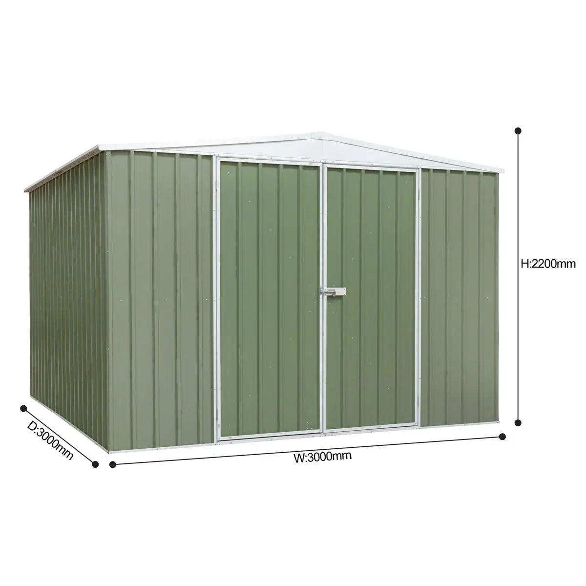 Dellonda Galvanised Steel Metal Garden/Outdoor/Storage Shed, 10FT x 10FT, Apex Style Roof - Green - Image 8