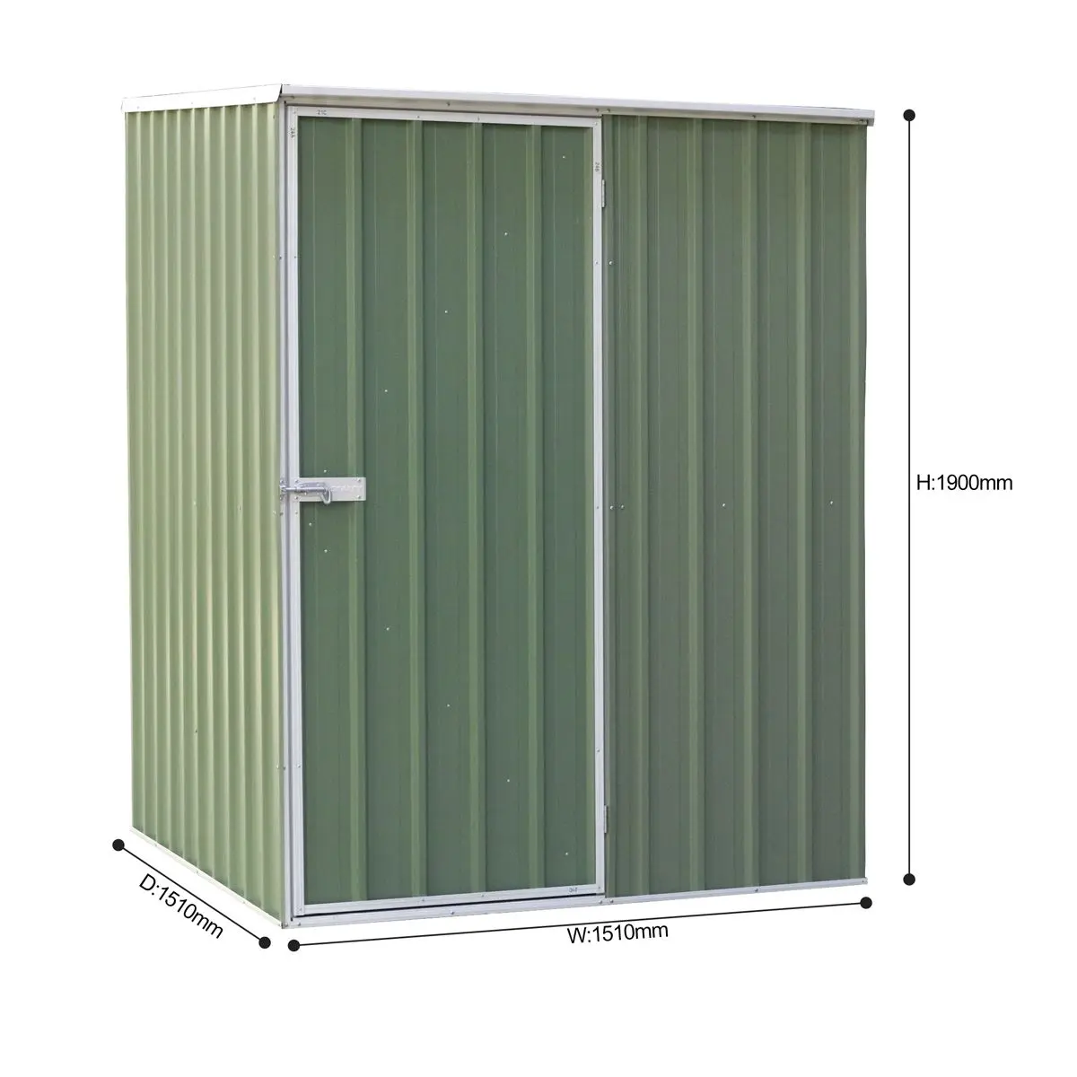 Dellonda Galvanised Steel Metal Garden/Outdoor/Storage Shed, 5FT x 5FT, Pent Style Roof – Green - Image 2