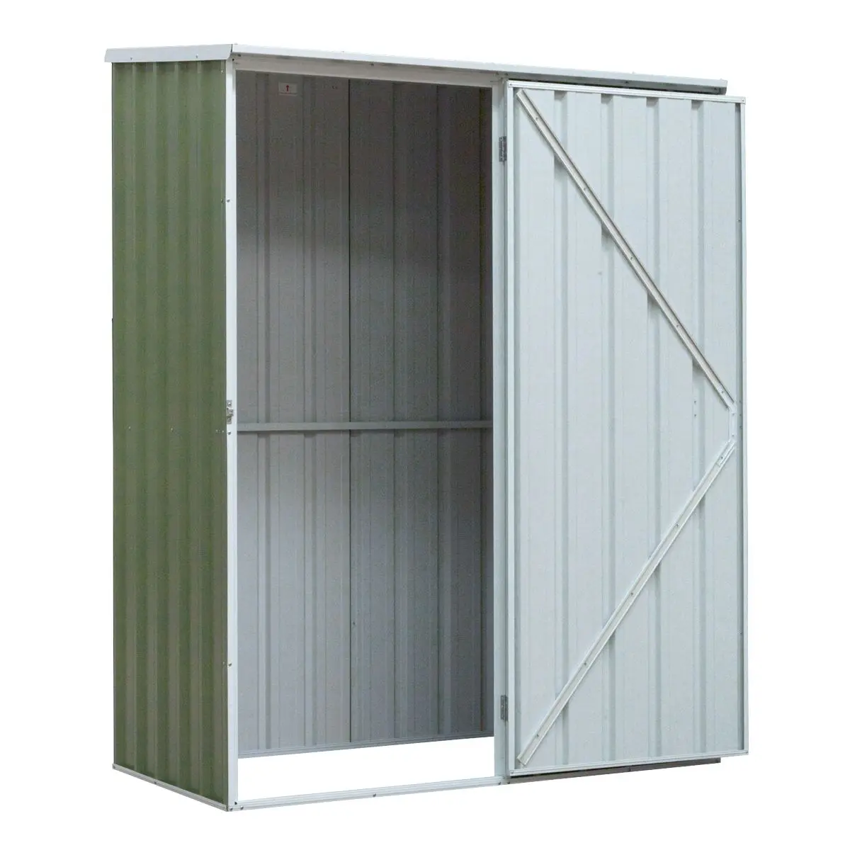 Dellonda Galvanized Steel Garden/Outdoor/Storage Shed, 1.5 x 0.8 x 1.9m, Pent Style Roof - Green - Image 6
