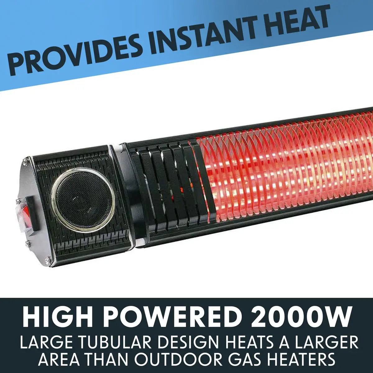 Dellonda Infrared Outdoor 2000W Patio Heater with Speakers for Music, Black - Image 6