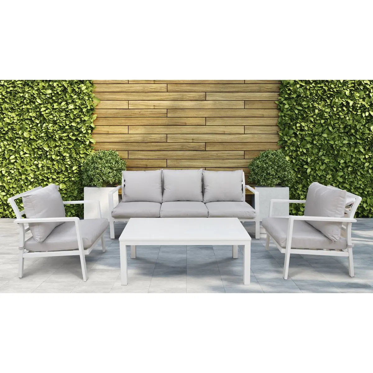 Dellonda Kyoto 4-Piece Aluminium Outdoor Garden Sofa Arm Chair Coffee Table Set - Image 4