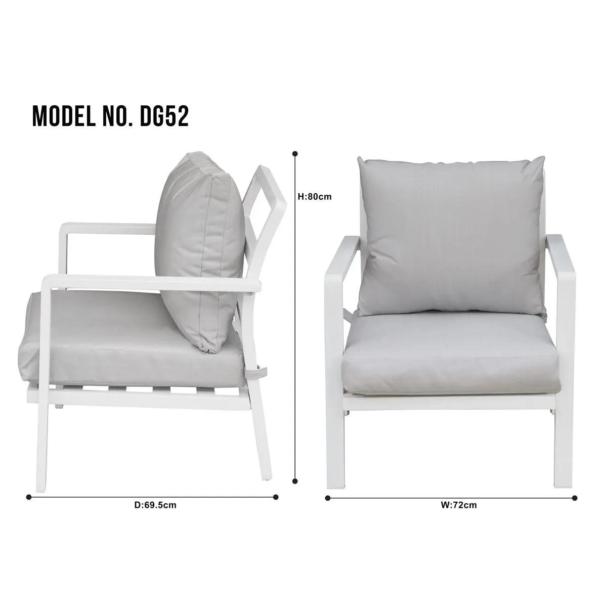 Dellonda Kyoto 4-Piece Aluminium Outdoor Garden Sofa Arm Chair Coffee Table Set - Image 6