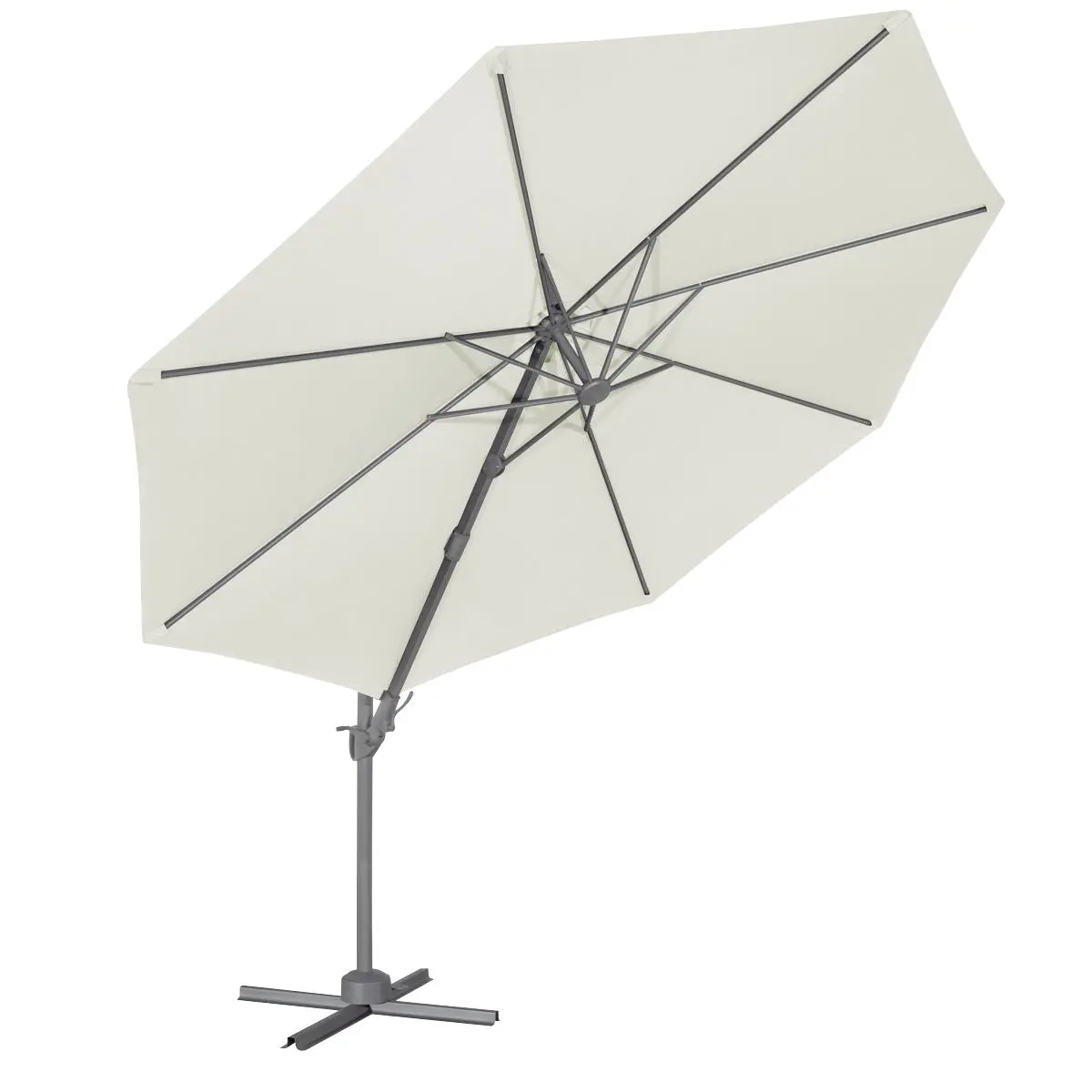 Dellonda Ø3m Garden/Patio Cantilever Parasol/Umbrella with Crank Handle, 360° Rotation, Tilt and Cover, Cream - Image 10