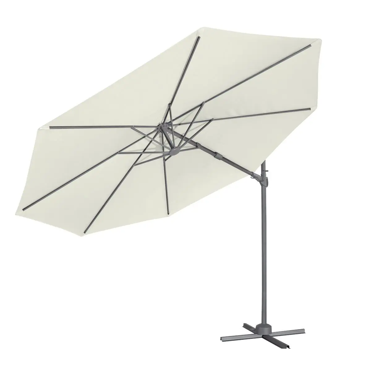 Dellonda Ø3m Garden/Patio Cantilever Parasol/Umbrella with Crank Handle, 360° Rotation, Tilt and Cover, Cream - Image 12