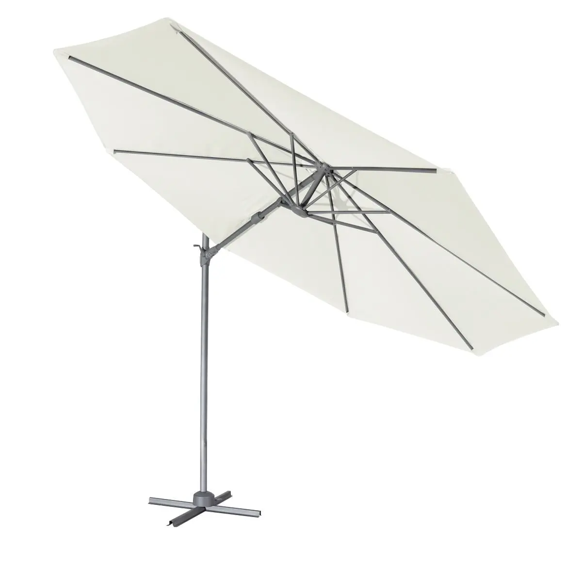 Dellonda Ø3m Garden/Patio Cantilever Parasol/Umbrella with Crank Handle, 360° Rotation, Tilt and Cover, Cream - Image 6