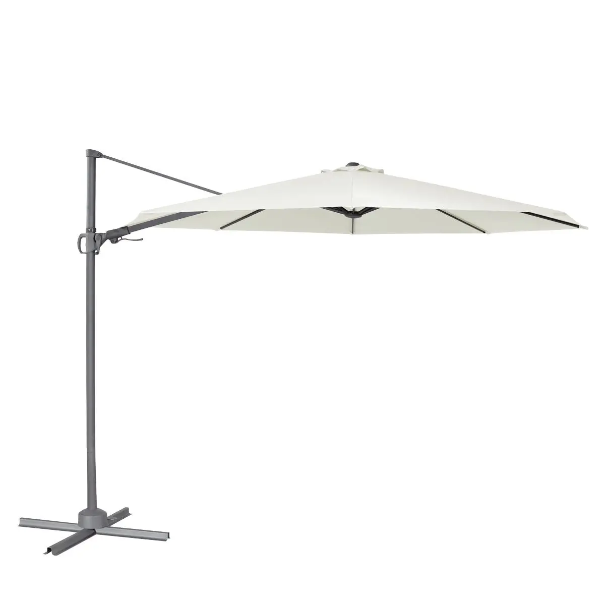 Dellonda Ø3m Garden/Patio Cantilever Parasol/Umbrella with Crank Handle, 360° Rotation, Tilt and Cover, Cream - Image 7