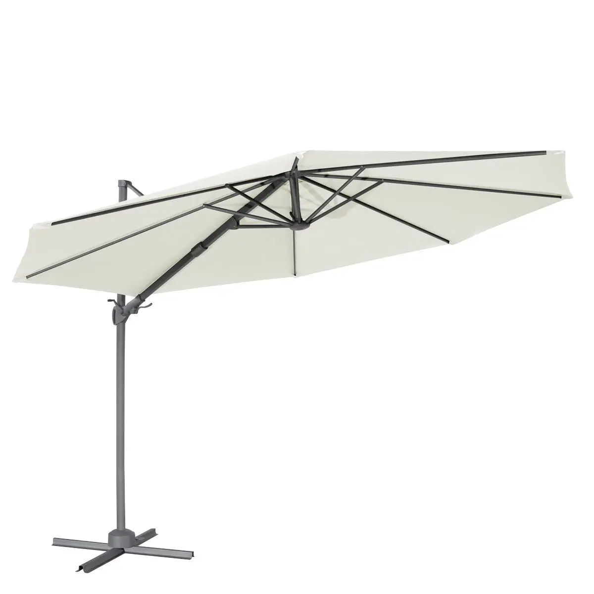 Dellonda Ø3m Garden/Patio Cantilever Parasol/Umbrella with Crank Handle, 360° Rotation, Tilt and Cover, Cream - Image 9