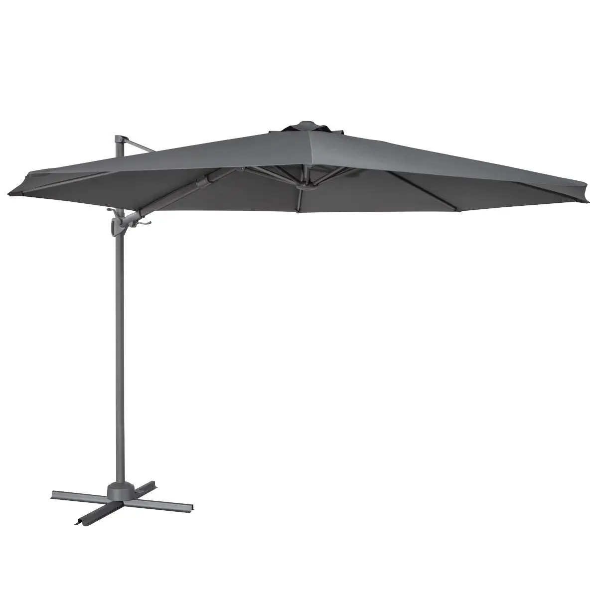 Dellonda Ø3m Garden/Patio Cantilever Parasol/Umbrella with Crank Handle, Tilt, 360° Rotation and Cover, Grey