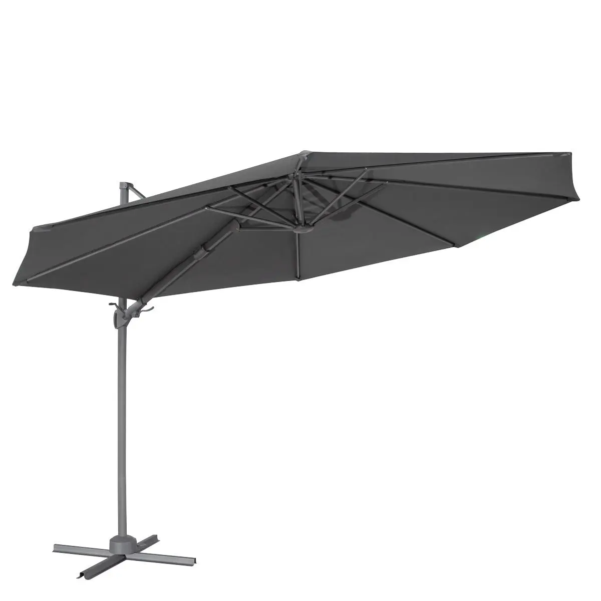 Dellonda Ø3m Garden/Patio Cantilever Parasol/Umbrella with Crank Handle, Tilt, 360° Rotation and Cover, Grey - Image 10