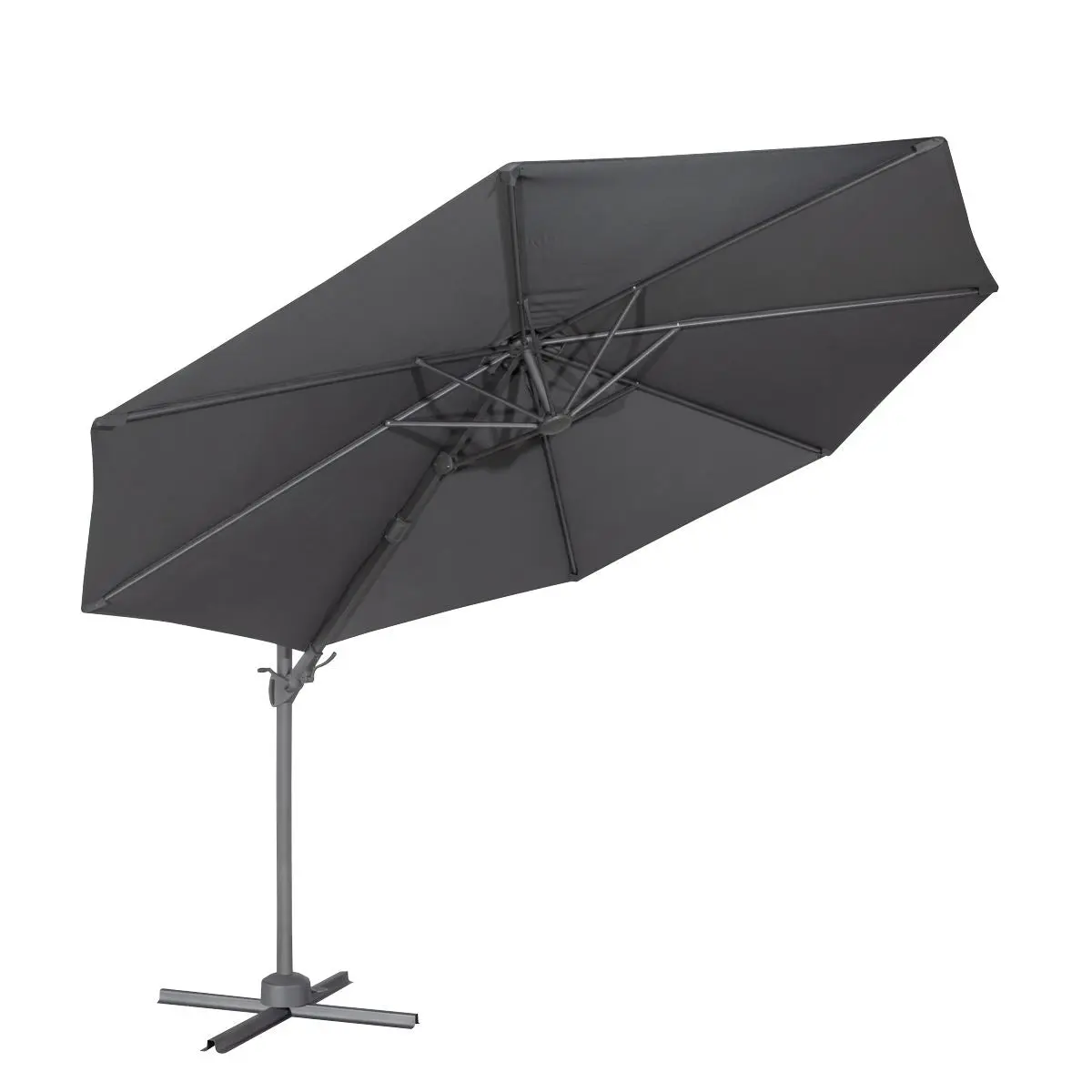 Dellonda Ø3m Garden/Patio Cantilever Parasol/Umbrella with Crank Handle, Tilt, 360° Rotation and Cover, Grey - Image 11