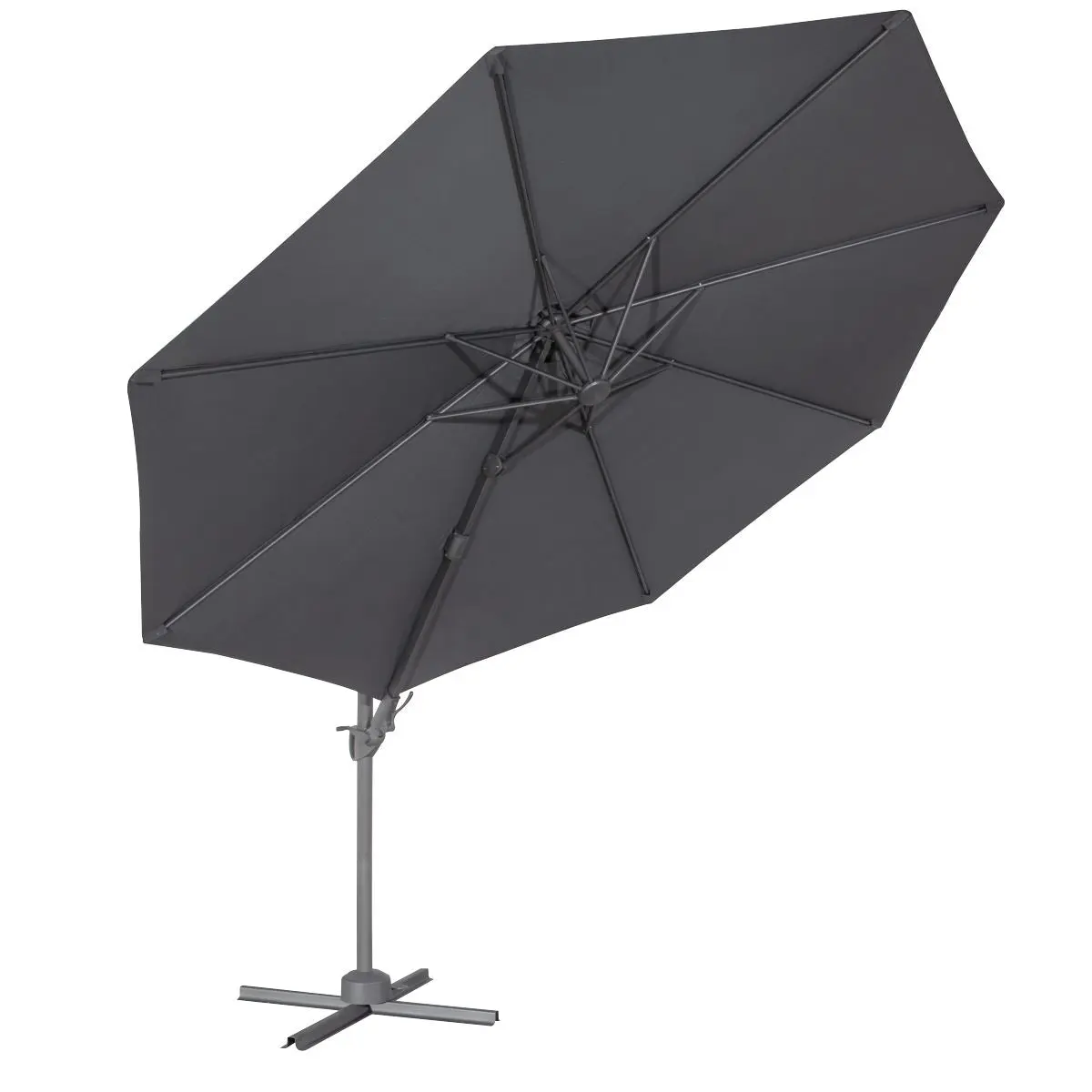 Dellonda Ø3m Garden/Patio Cantilever Parasol/Umbrella with Crank Handle, Tilt, 360° Rotation and Cover, Grey - Image 12
