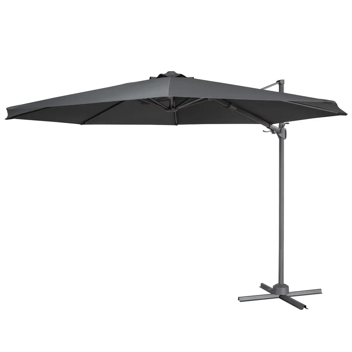 Dellonda Ø3m Garden/Patio Cantilever Parasol/Umbrella with Crank Handle, Tilt, 360° Rotation and Cover, Grey - Image 5