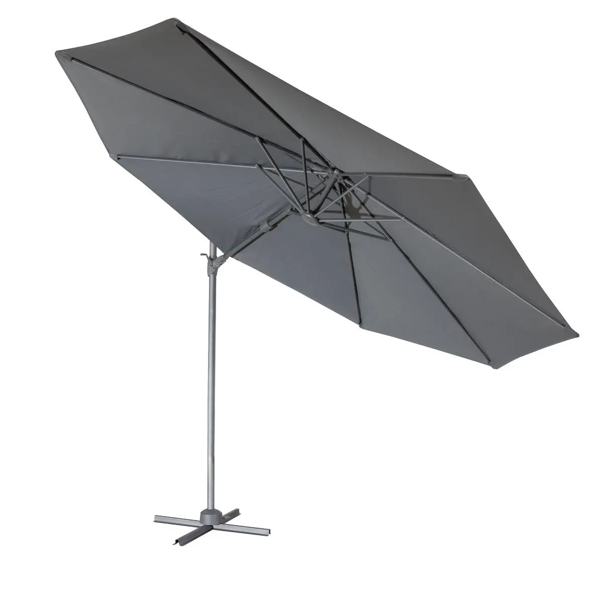 Dellonda Ø3m Garden/Patio Cantilever Parasol/Umbrella with Crank Handle, Tilt, 360° Rotation and Cover, Grey - Image 6