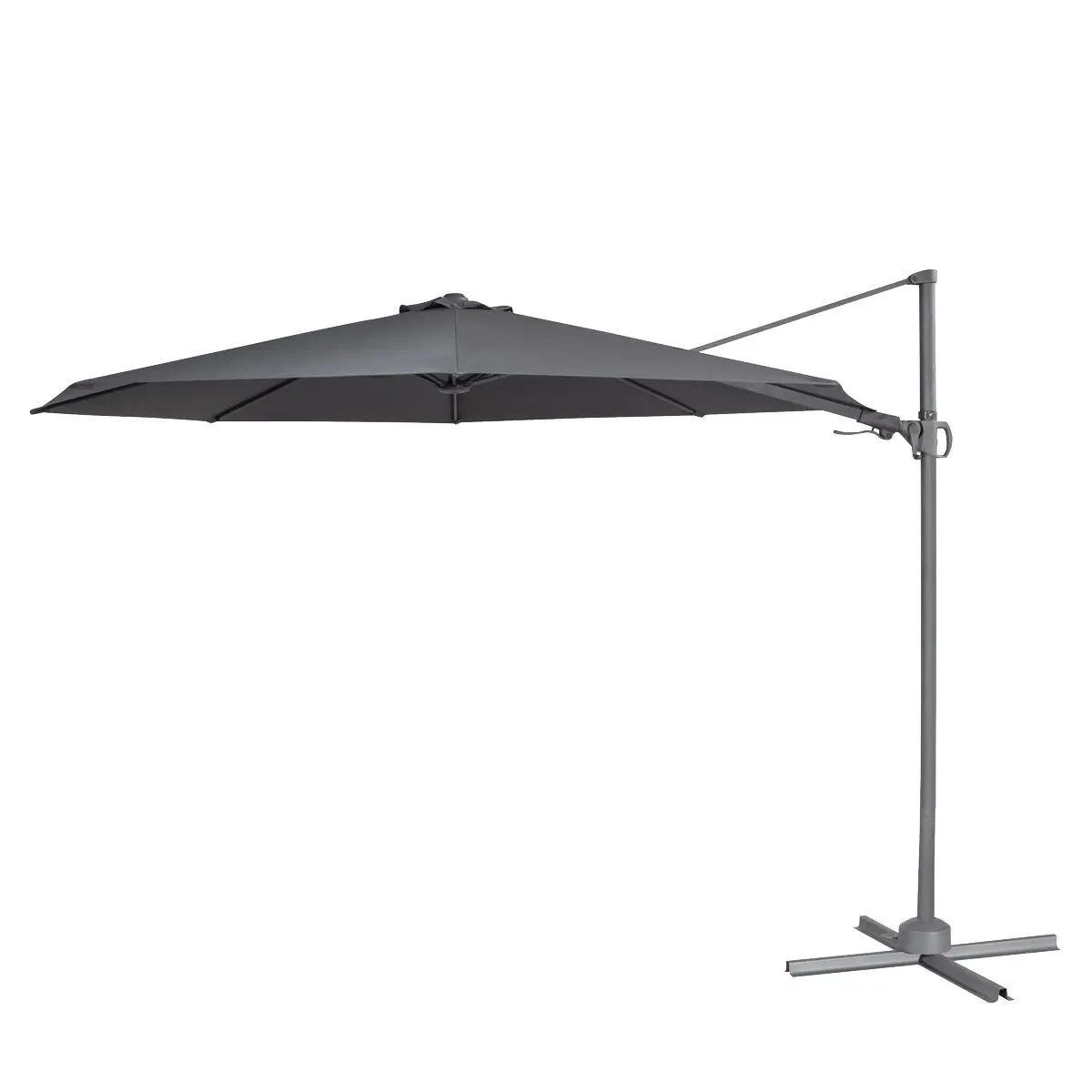 Dellonda Ø3m Garden/Patio Cantilever Parasol/Umbrella with Crank Handle, Tilt, 360° Rotation and Cover, Grey - Image 8