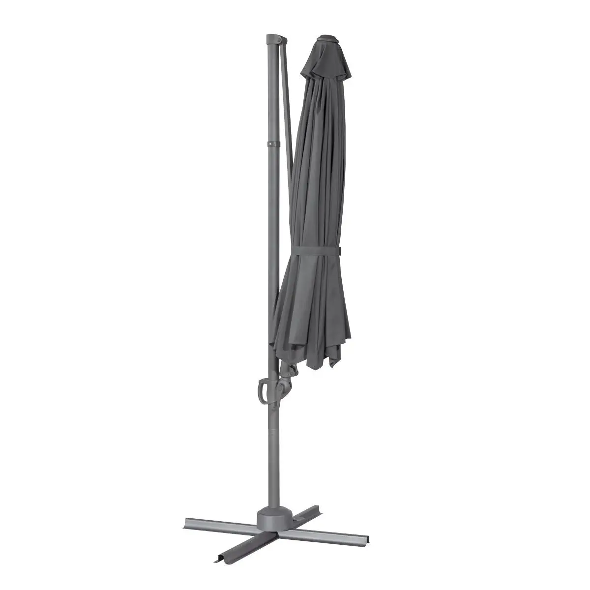 Dellonda Ø3m Garden/Patio Cantilever Parasol/Umbrella with Crank Handle, Tilt, 360° Rotation and Cover, Grey - Image 9