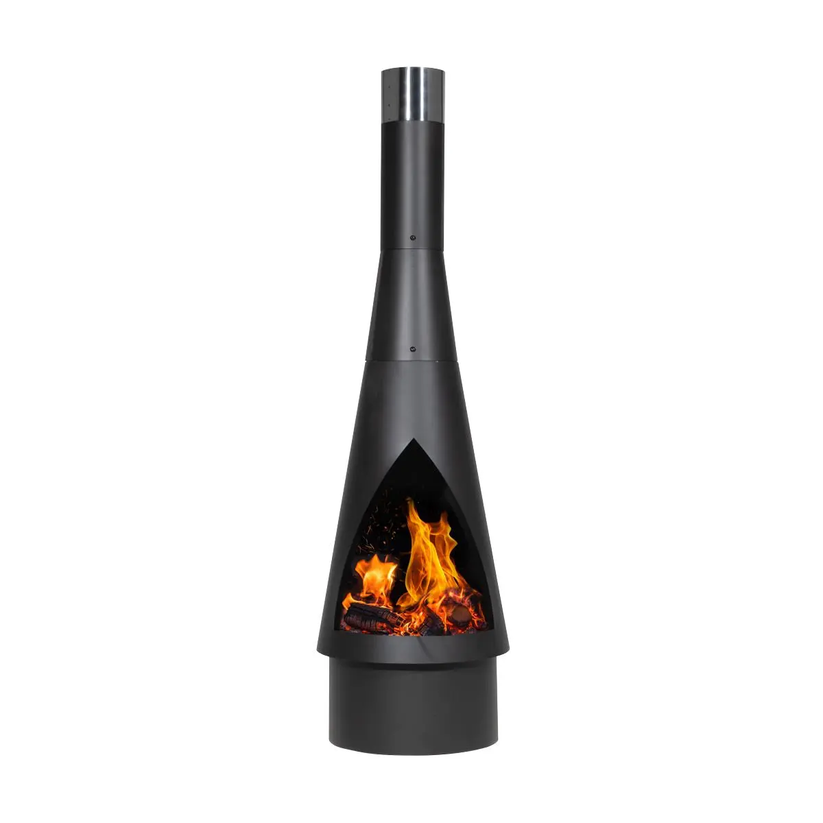 Dellonda Outdoor Chiminea, Fireplace, Fire Pit, Heater, Durable, Black Steel - Image 3