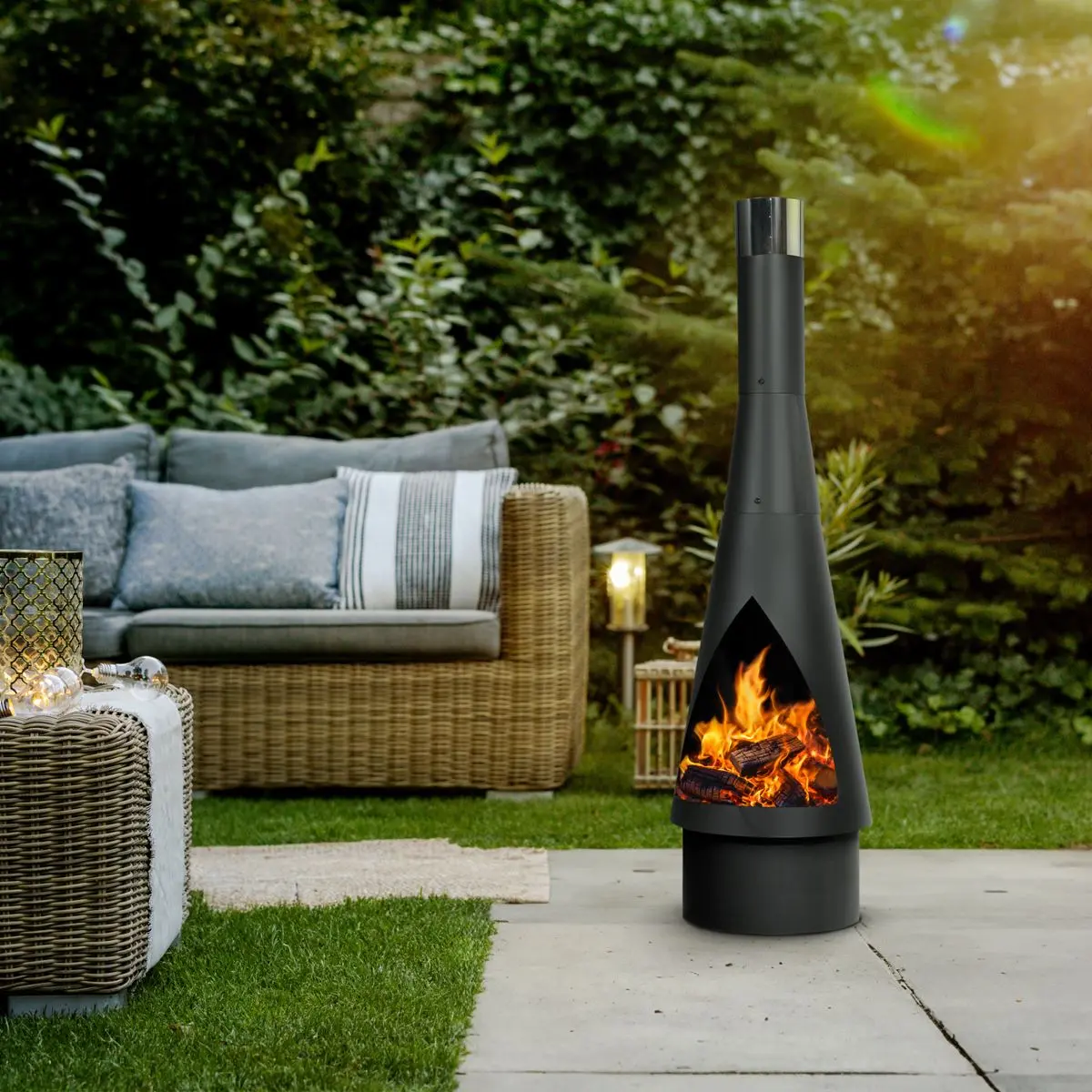 Dellonda Outdoor Chiminea, Fireplace, Fire Pit, Heater, Durable, Black Steel - Image 5