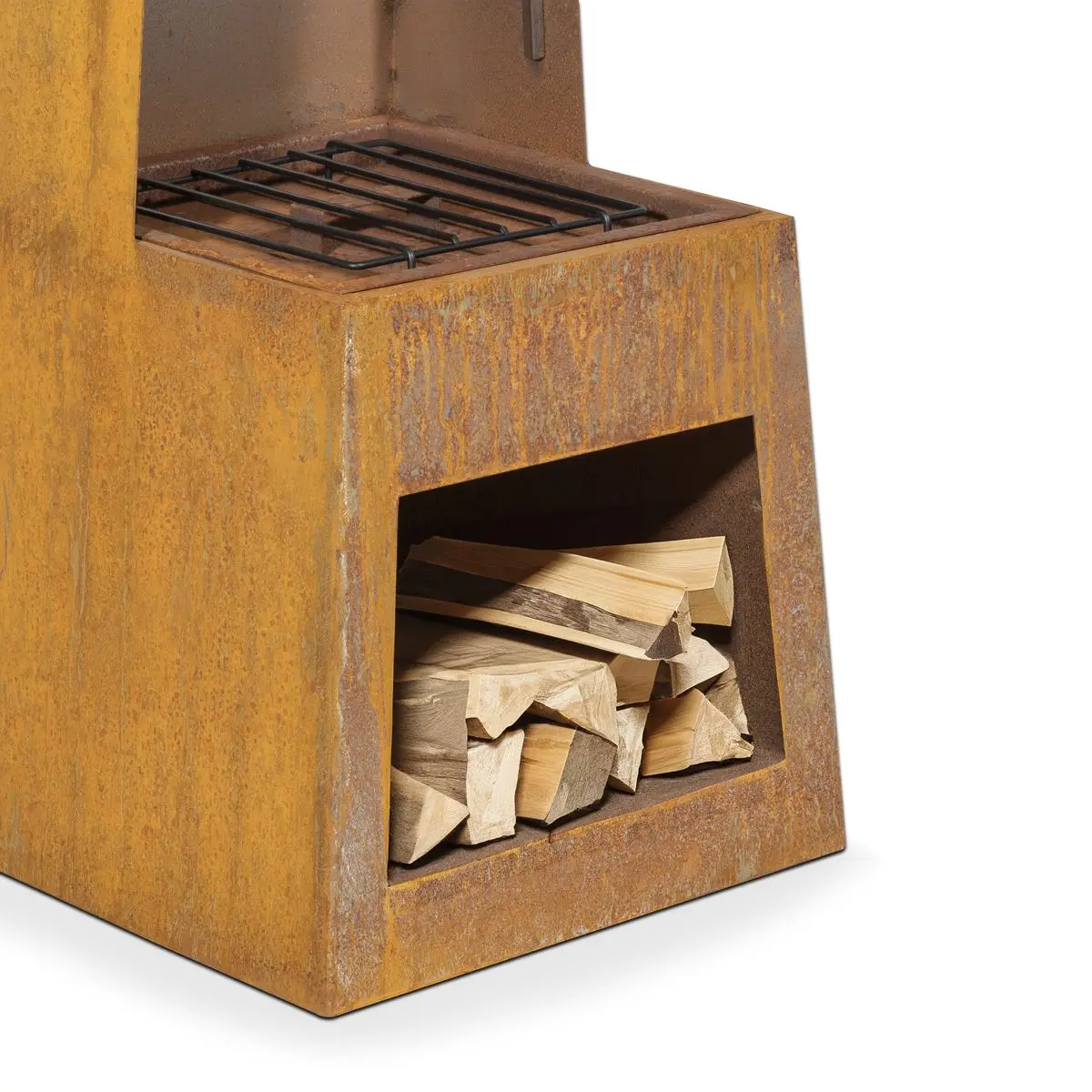 Dellonda Outdoor Chiminea Fireplace Heater Firewood Storage - Corten Steel - Image 10