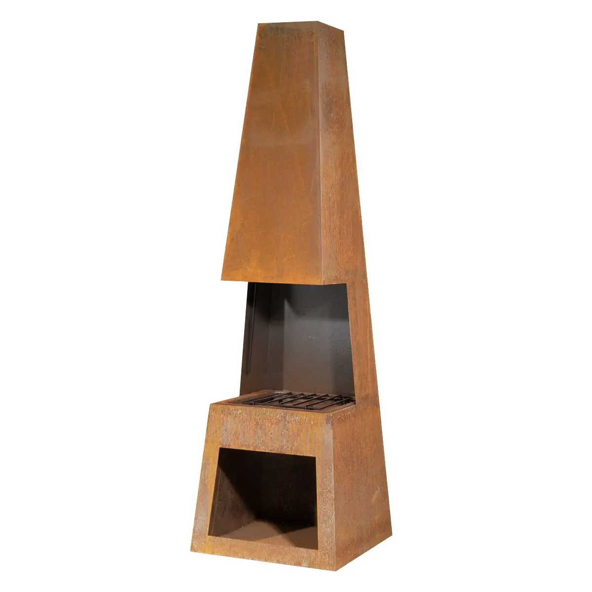 Dellonda Outdoor Chiminea Fireplace Heater Firewood Storage - Corten Steel - Image 2