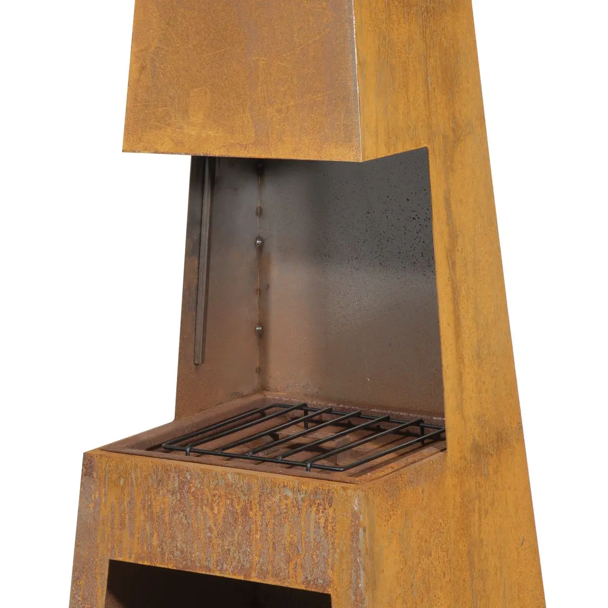 Dellonda Outdoor Chiminea Fireplace Heater Firewood Storage - Corten Steel - Image 9