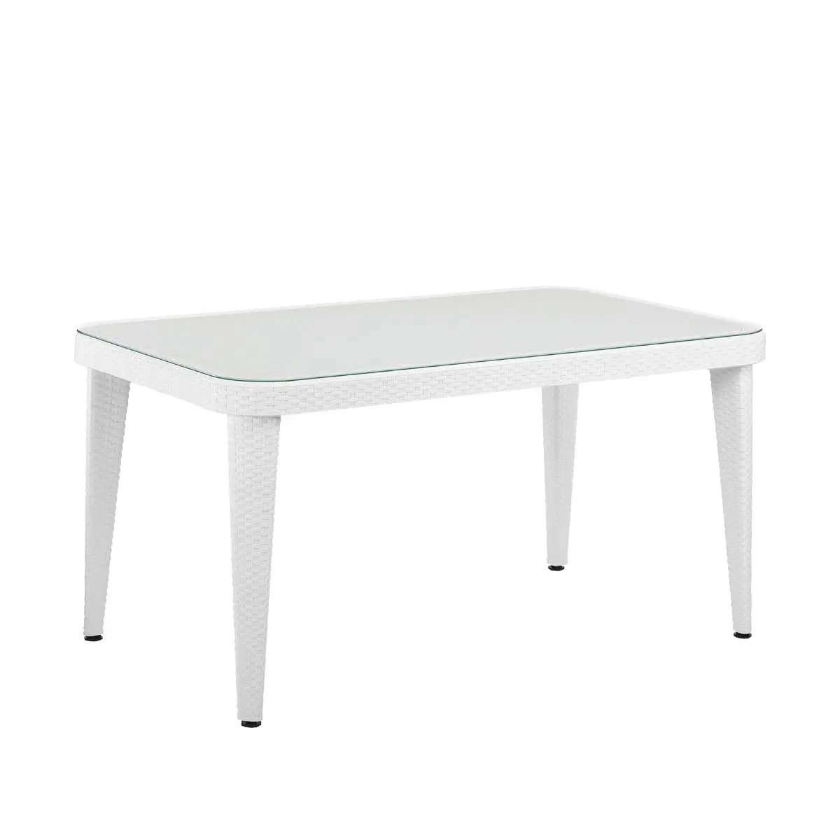 Dellonda Outdoor Dining Table Weather Resistant Body Glass Table 90x150cm