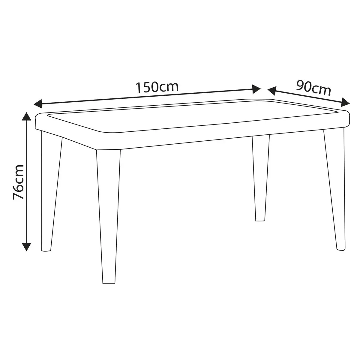 Dellonda Outdoor Dining Table Weather Resistant Body Glass Table 90x150cm - Image 6