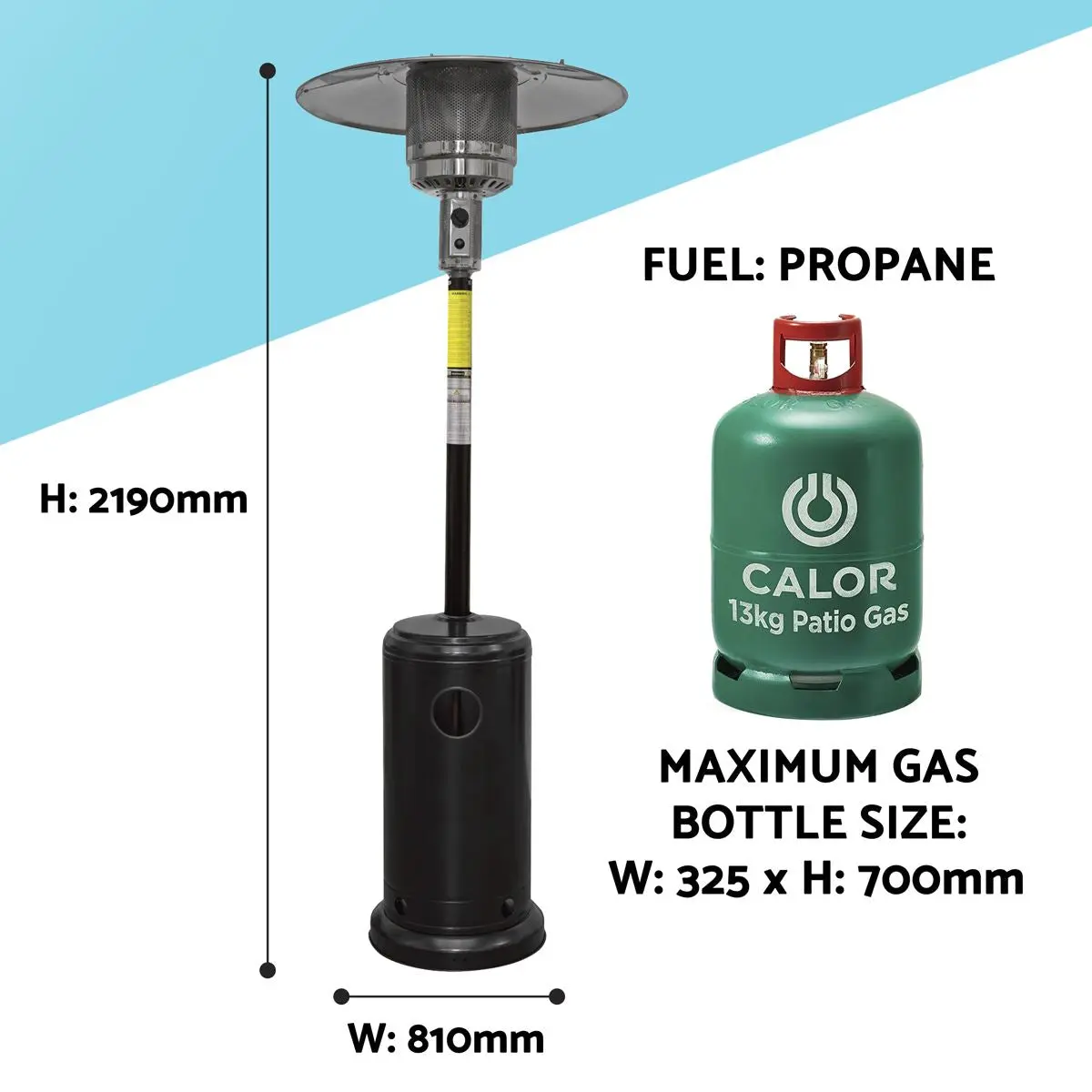 Dellonda Outdoor Garden Gas Patio Heater 13kW Commercial & Domestic Use, Black - Image 11