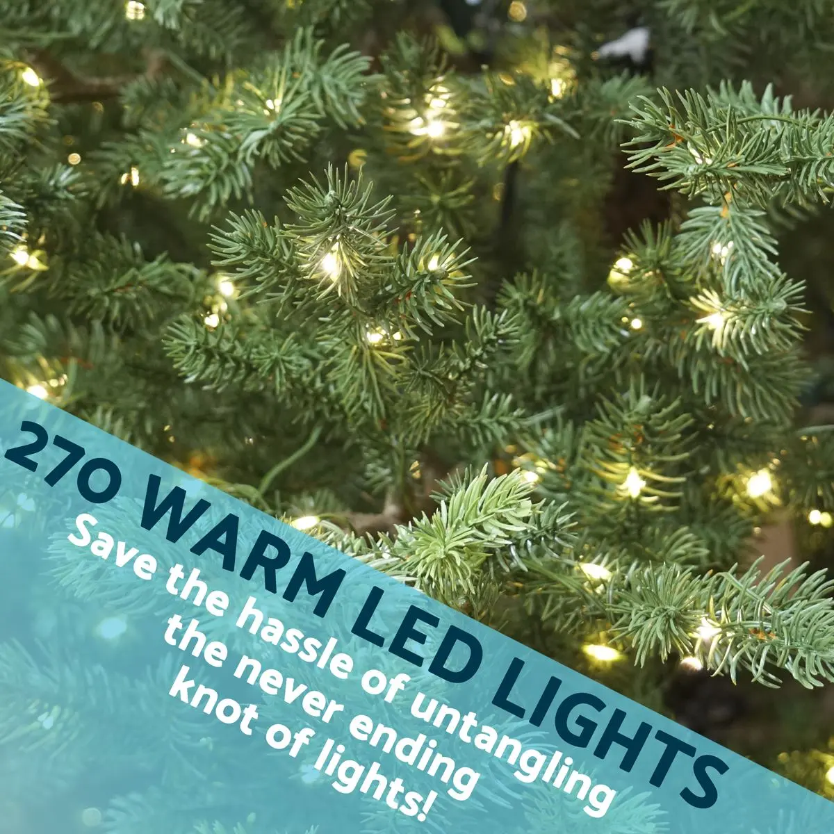 Dellonda Pre-Lit 6ft Hinged Christmas Tree with Warm White LED Lights & PE/PVC Tips - Image 2