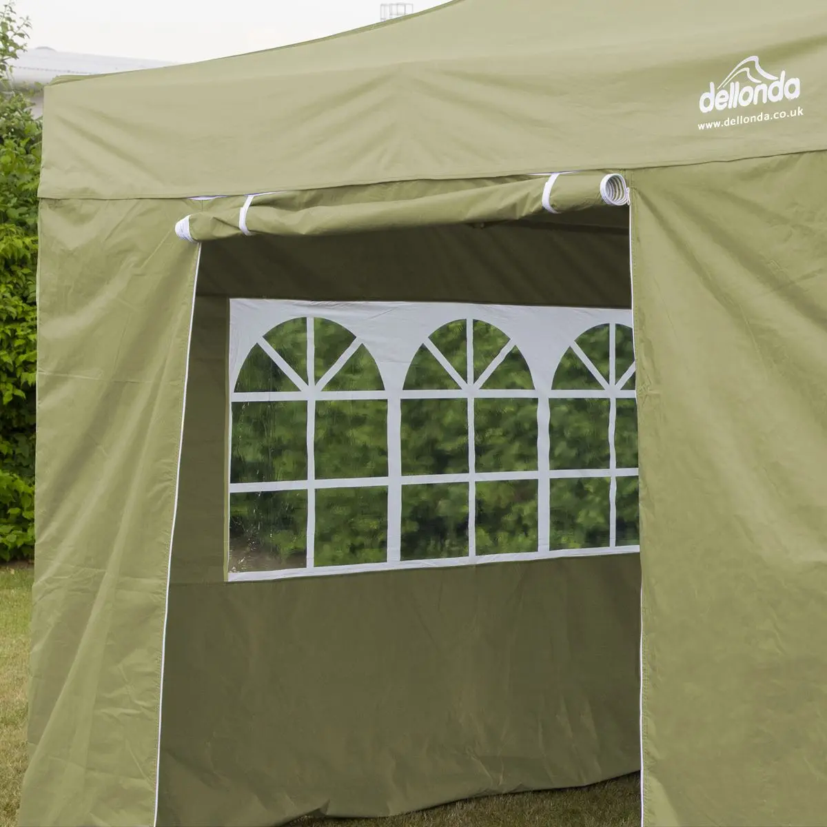 Dellonda Premium 2x2m Pop-Up Gazebo & Side Walls, PVC Coated, Water Resistant Fabric, Supplied with Carry Bag, Rope, Stakes & Weight Bags - Beige - Image 6