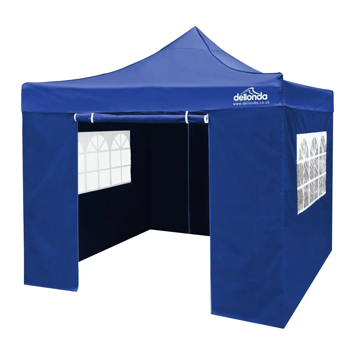 Dellonda Premium 2x2m Pop-Up Gazebo & Side Walls, PVC Coated, Water Resistant Fabric, Supplied with Carry Bag, Rope, Stakes & Weight Bags - Blue - Image 4