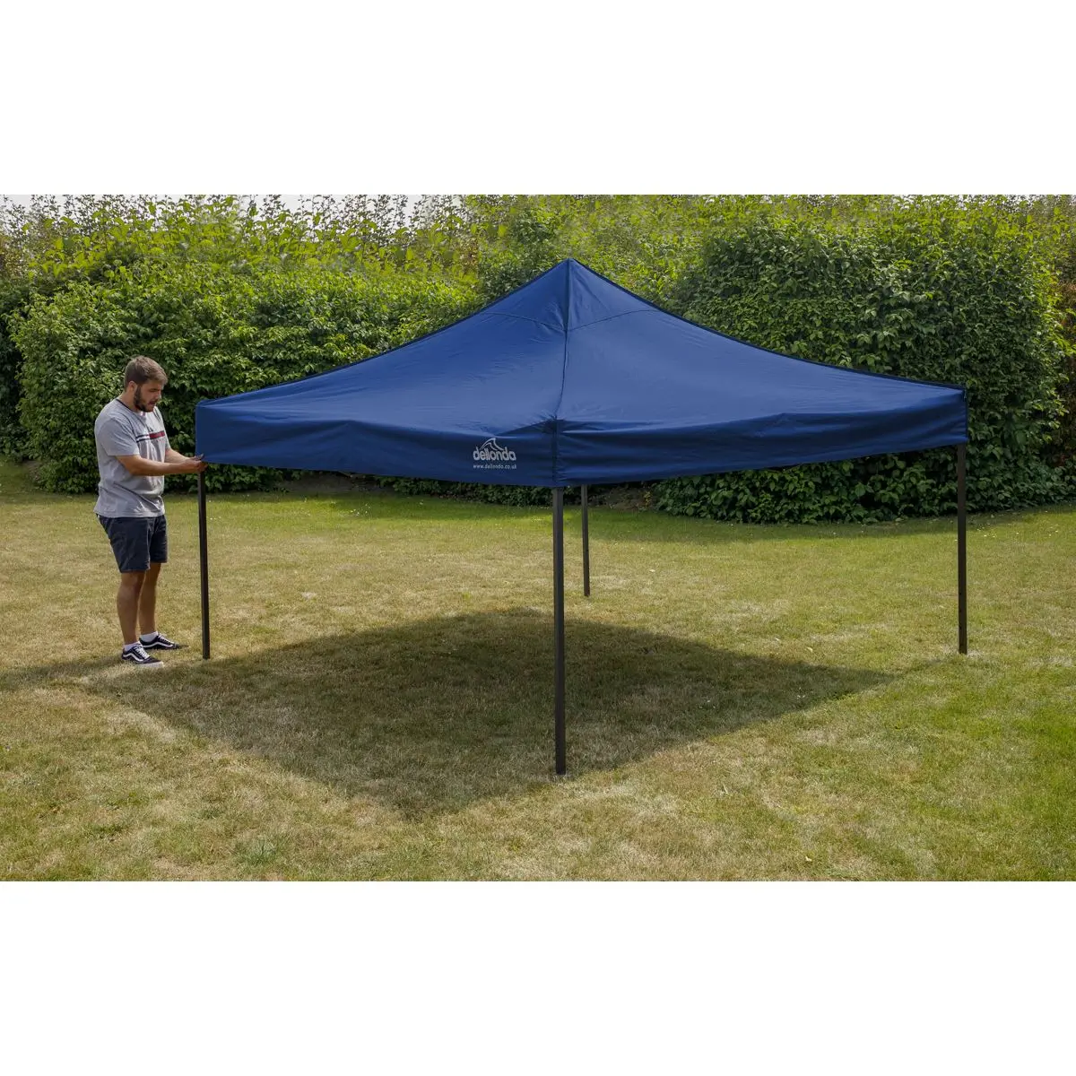 Dellonda Premium 3 x 3m Pop-Up Gazebo, PVC Coated, Water Resistant Fabric, Supplied with Carry Bag, Rope, Stakes & Weight Bags - Blue Canopy - Image 2