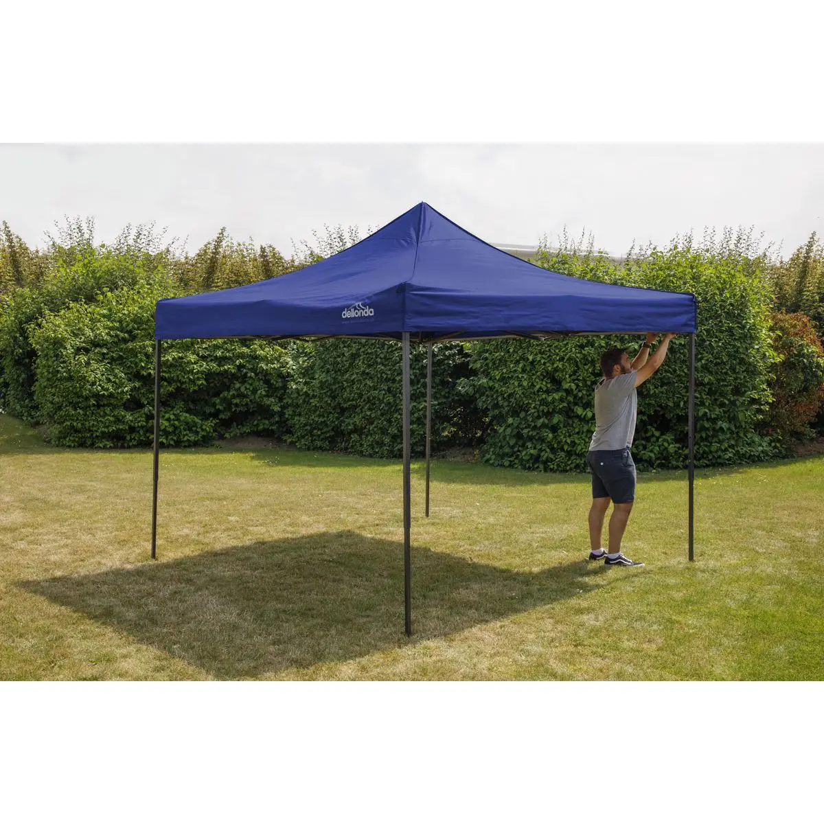 Dellonda Premium 3 x 3m Pop-Up Gazebo, PVC Coated, Water Resistant Fabric, Supplied with Carry Bag, Rope, Stakes & Weight Bags - Blue Canopy - Image 6