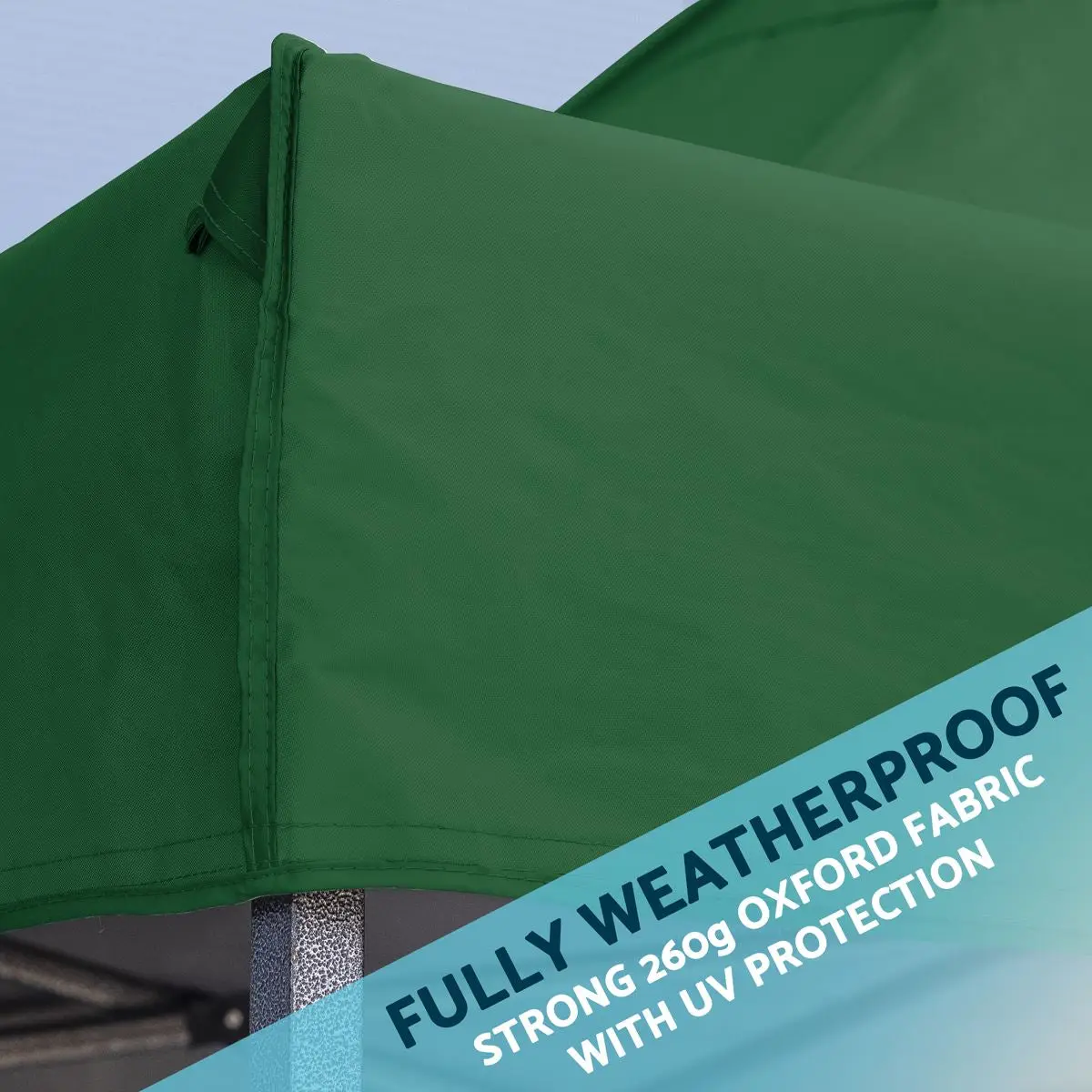 Dellonda Premium 3 x 3m Pop-Up Gazebo, PVC Coated, Water Resistant Fabric, Supplied with Carry Bag, Rope, Stakes & Weight Bags - Dark Green Canopy - Image 10