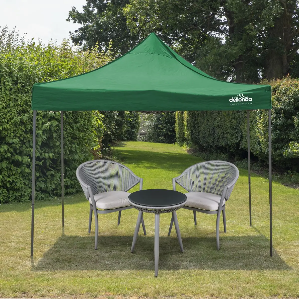 Dellonda Premium 3 x 3m Pop-Up Gazebo, PVC Coated, Water Resistant Fabric, Supplied with Carry Bag, Rope, Stakes & Weight Bags - Dark Green Canopy - Image 4