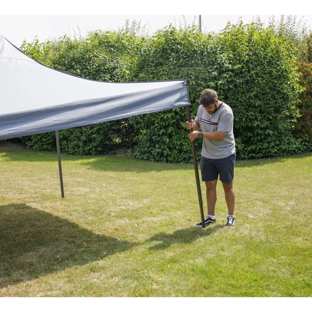 Dellonda Premium 3 x 3m Pop-Up Gazebo, PVC Coated, Water Resistant Fabric, Supplied with Carry Bag, Rope, Stakes & Weight Bags - Grey Canopy - Image 2