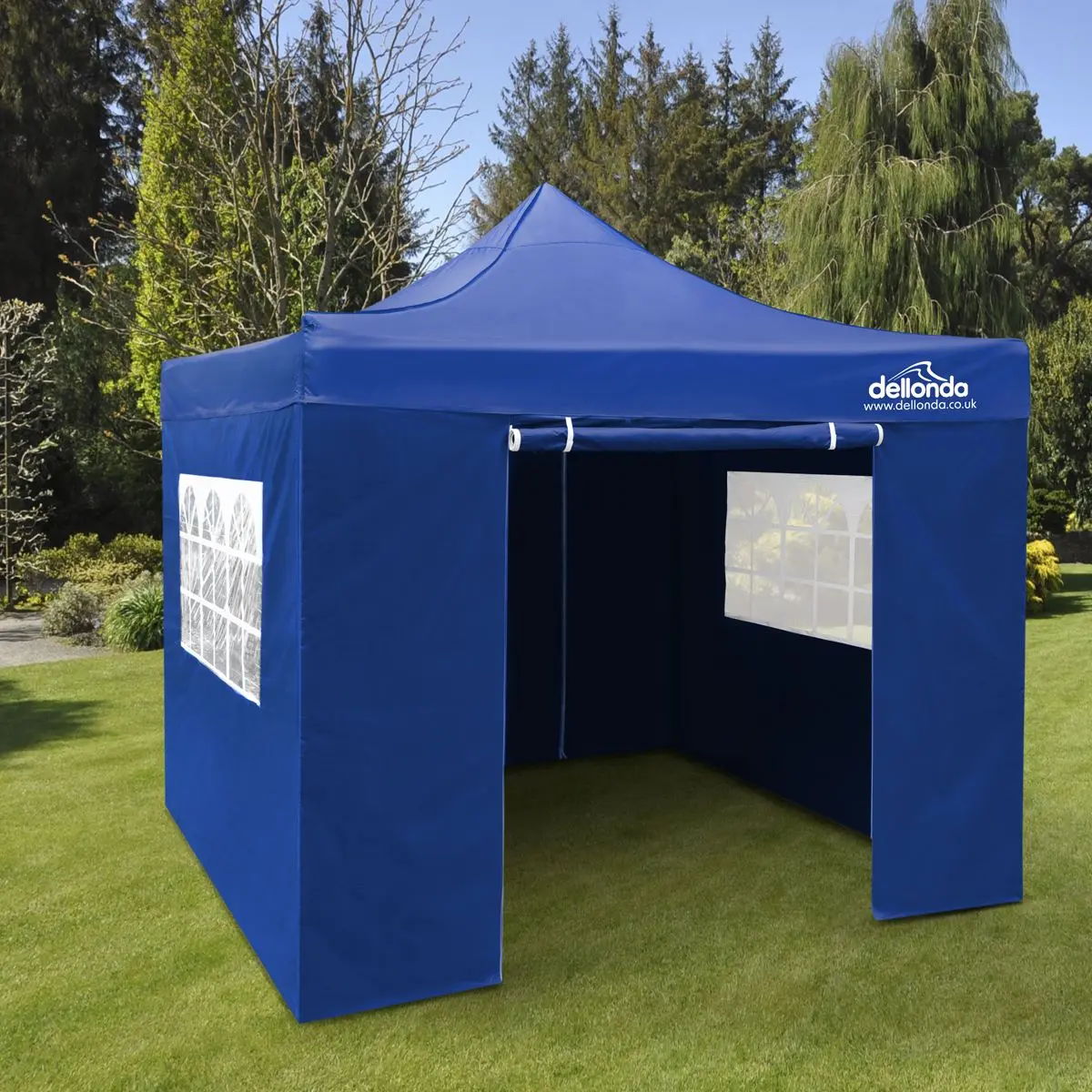 Dellonda Premium 3x3m Pop-Up Gazebo & Side Walls, PVC Coated, Water Resistant Fabric with Carry Bag, Rope, Stakes & Weight Bags - Blue - Image 5
