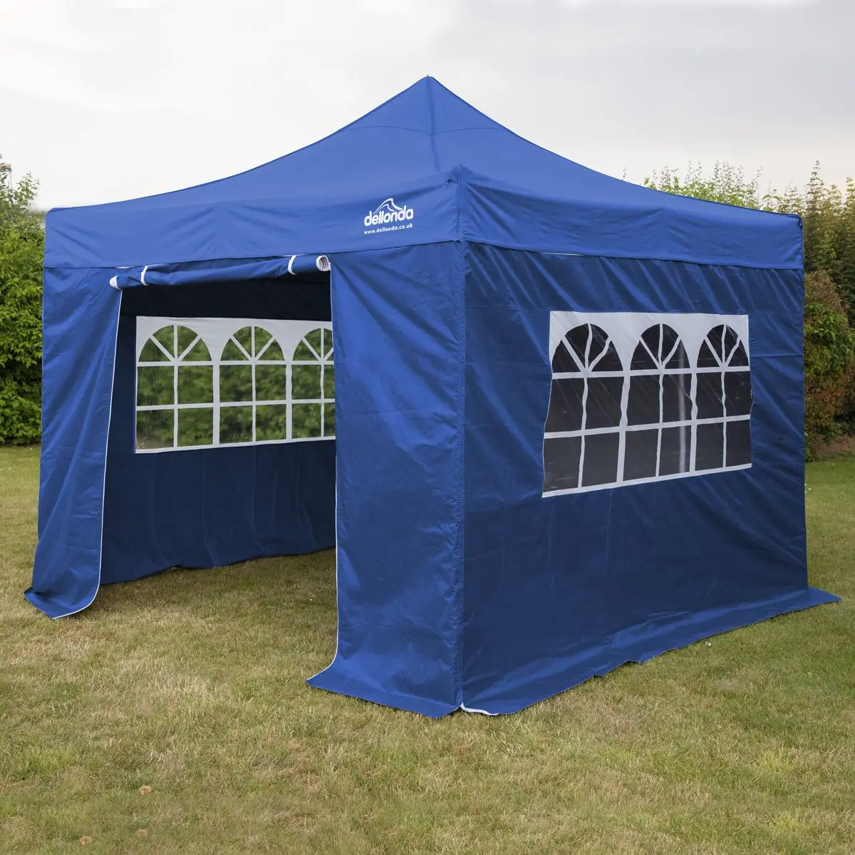 Dellonda Premium 3x3m Pop-Up Gazebo & Side Walls, PVC Coated, Water Resistant Fabric with Carry Bag, Rope, Stakes & Weight Bags - Blue - Image 6