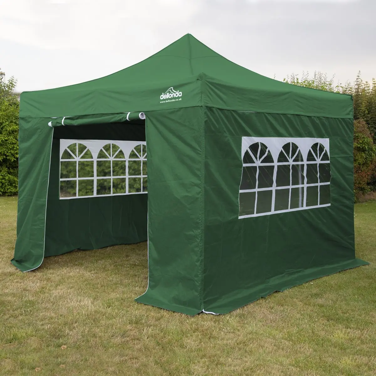 Dellonda Premium 3x3m Pop-Up Gazebo & Side Walls, PVC Coated, Water Resistant Fabric with Carry Bag, Rope, Stakes & Weight Bags - Green - Image 5