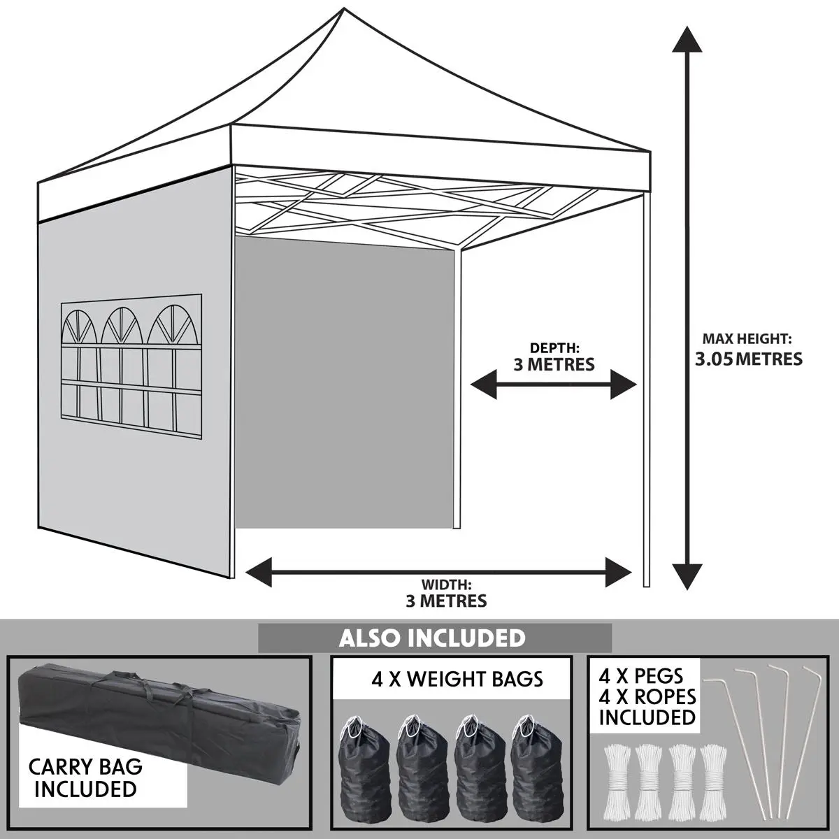 Dellonda Premium 3x3m Pop-Up Gazebo & Side Walls, PVC Coated, Water Resistant Fabric with Carry Bag, Rope, Stakes & Weight Bags - Green - Image 6