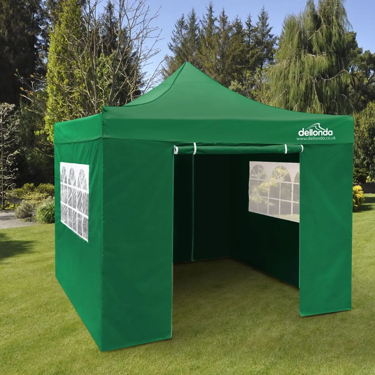 Dellonda Premium 3x3m Pop-Up Gazebo & Side Walls, PVC Coated, Water Resistant Fabric with Carry Bag, Rope, Stakes & Weight Bags - Green - Image 7