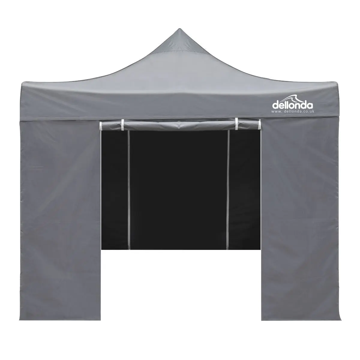 Dellonda Premium 3x3m Pop-Up Gazebo & Side Walls, PVC Coated, Water Resistant Fabric with Carry Bag, Rope, Stakes & Weight Bags - Grey - Image 3