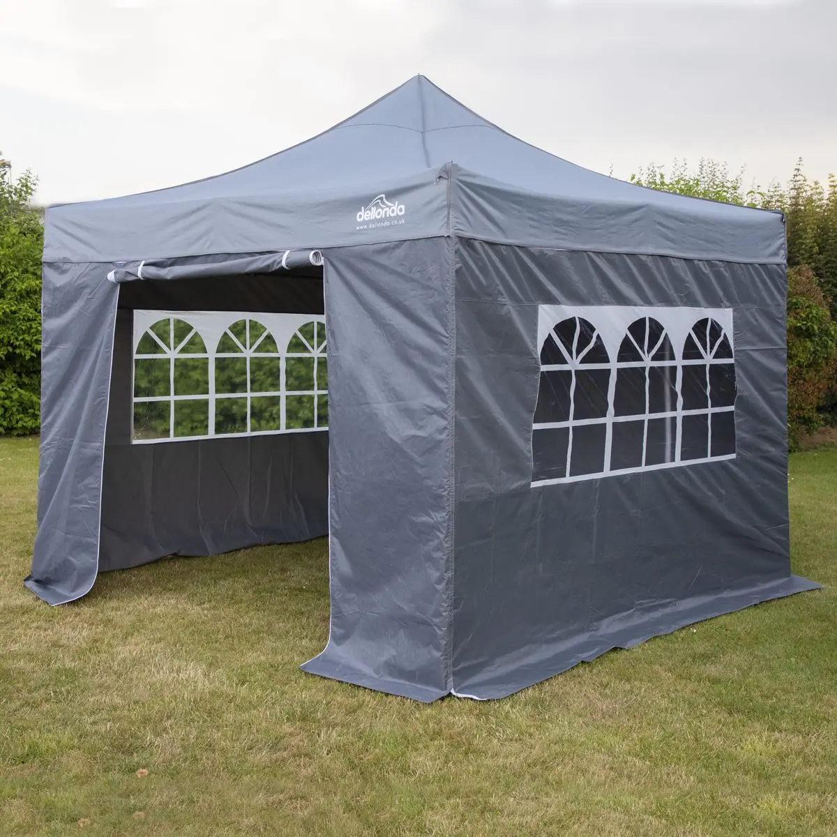 Dellonda Premium 3x3m Pop-Up Gazebo & Side Walls, PVC Coated, Water Resistant Fabric with Carry Bag, Rope, Stakes & Weight Bags - Grey - Image 6