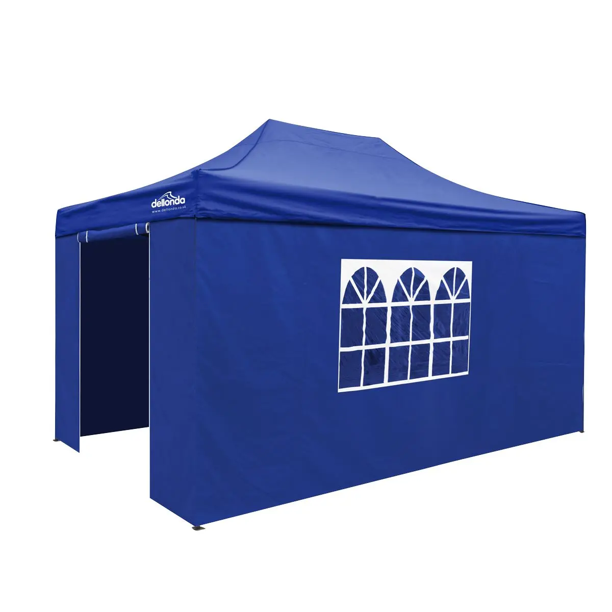 Dellonda Premium 3x4.5m Pop-Up Gazebo & Side Walls, PVC Coated, Water Resistant Fabric with Carry Bag, Rope, Stakes & Weight Bags - Blue - Image 2