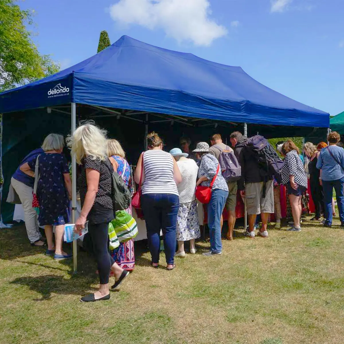 Dellonda Premium 3x6m Pop-Up Gazebo, Heavy Duty, PVC Coated, Water Resistant Fabric, Supplied with Carry Bag, Rope, Stakes & Weight Bags - Blue Canopy - Image 3