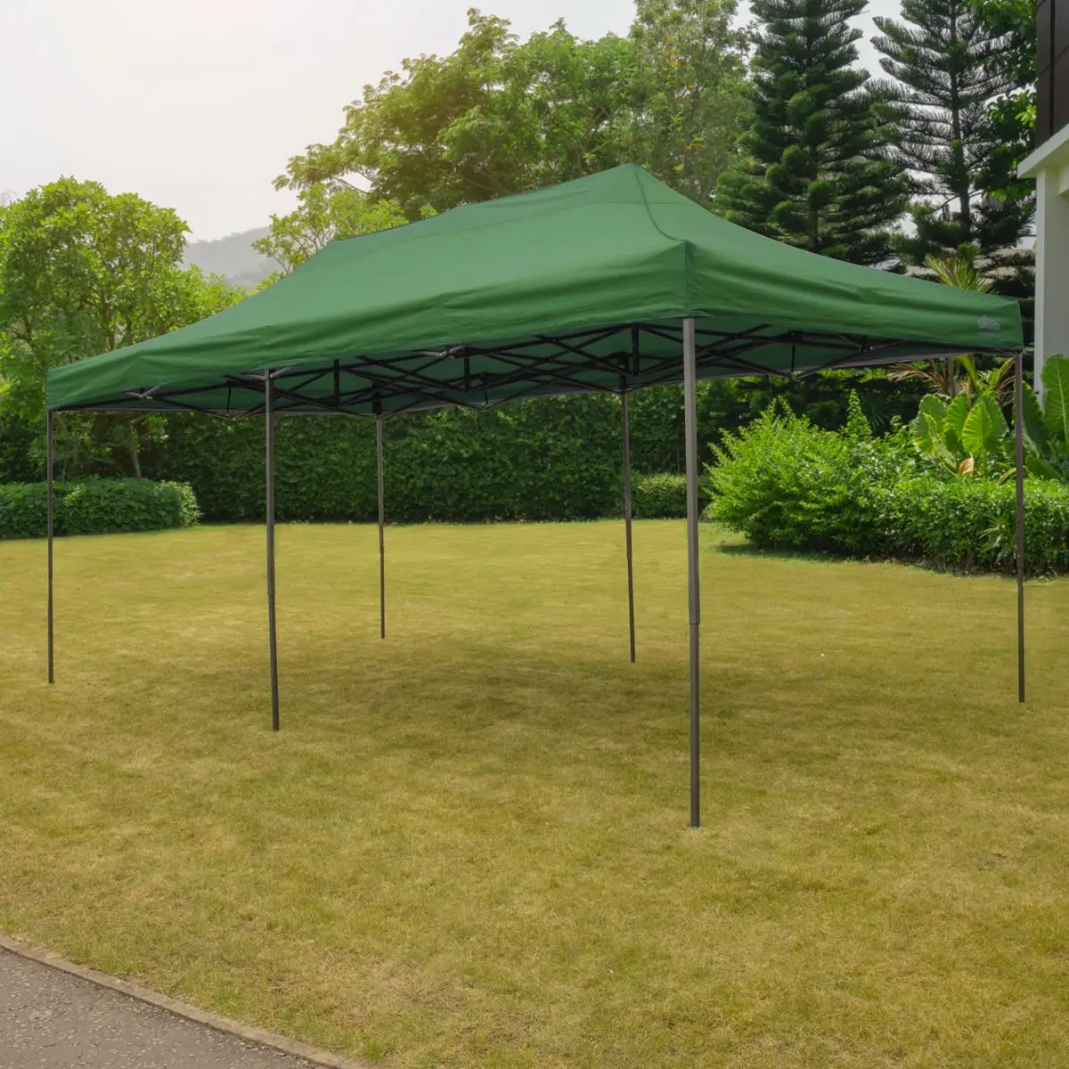 Dellonda Premium 3x6m Pop-Up Gazebo, Heavy Duty, PVC Coated, Water Resistant Fabric, Supplied with Carry Bag, Rope, Stakes & Weight Bags - Dark Green Canopy - Image 11