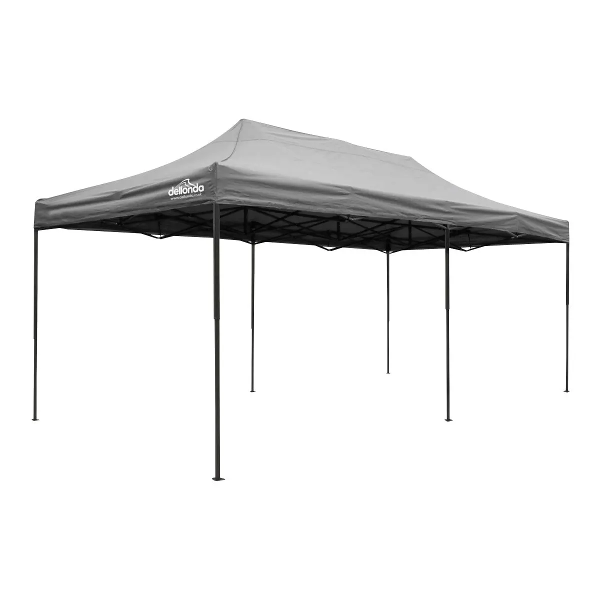 Dellonda Premium 3x6m Pop-Up Gazebo, Heavy Duty, PVC Coated, Water Resistant Fabric, Supplied with Carry Bag, Rope, Stakes & Weight Bags - Grey Canopy