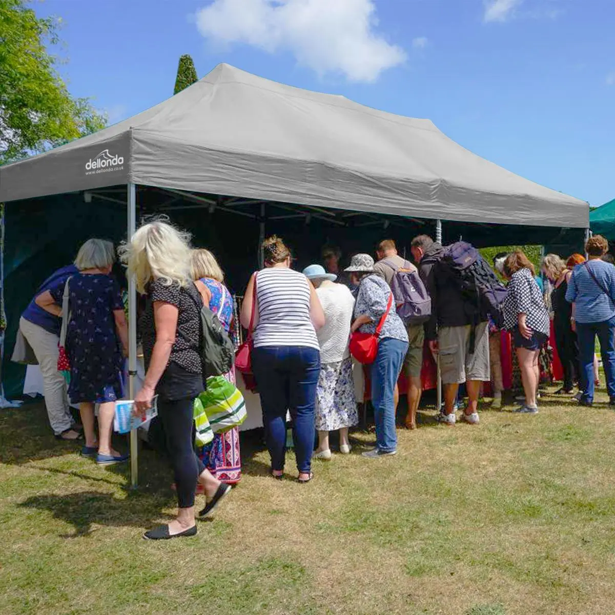 Dellonda Premium 3x6m Pop-Up Gazebo, Heavy Duty, PVC Coated, Water Resistant Fabric, Supplied with Carry Bag, Rope, Stakes & Weight Bags - Grey Canopy - Image 9
